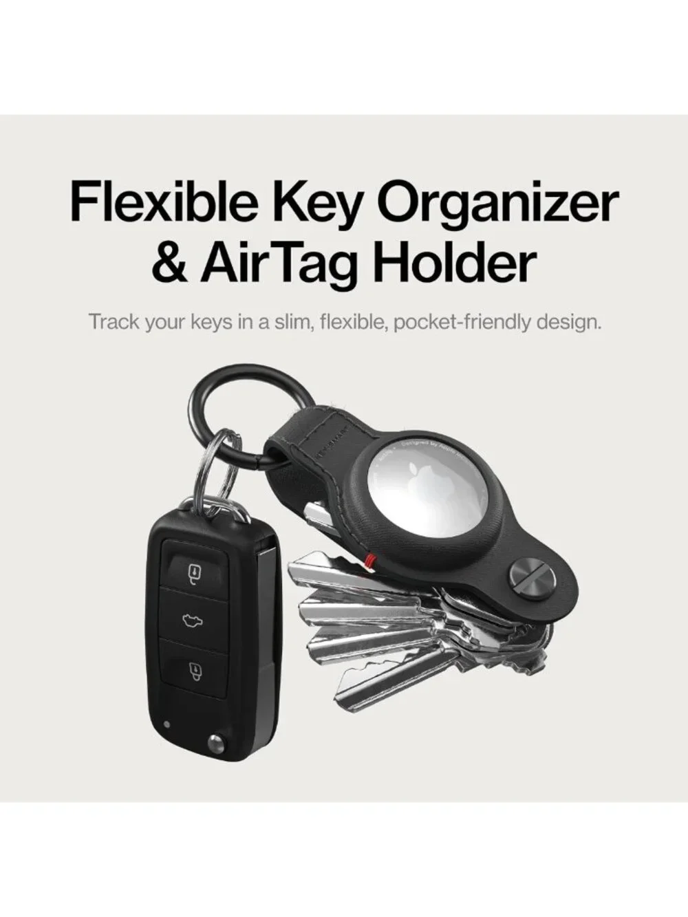 Premium Keychain Key Holder for Apple AirTag - 5 Key Organizer, Sleek Design